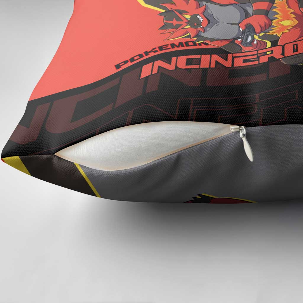 Incineroar Poké Pillow Cover Bold Retro Anime Style