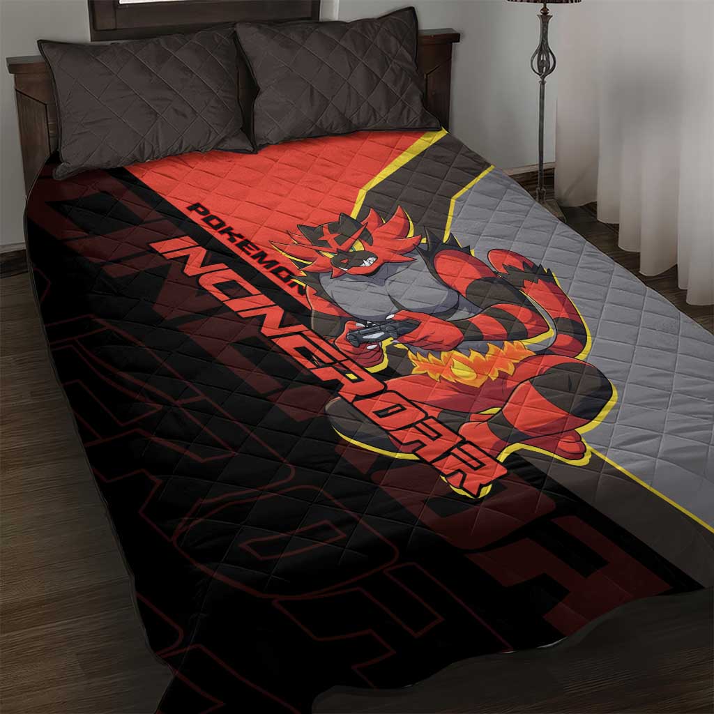 Incineroar Poké Quilt Bed Set Bold Retro Anime Style
