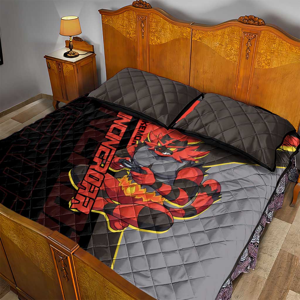 Incineroar Poké Quilt Bed Set Bold Retro Anime Style