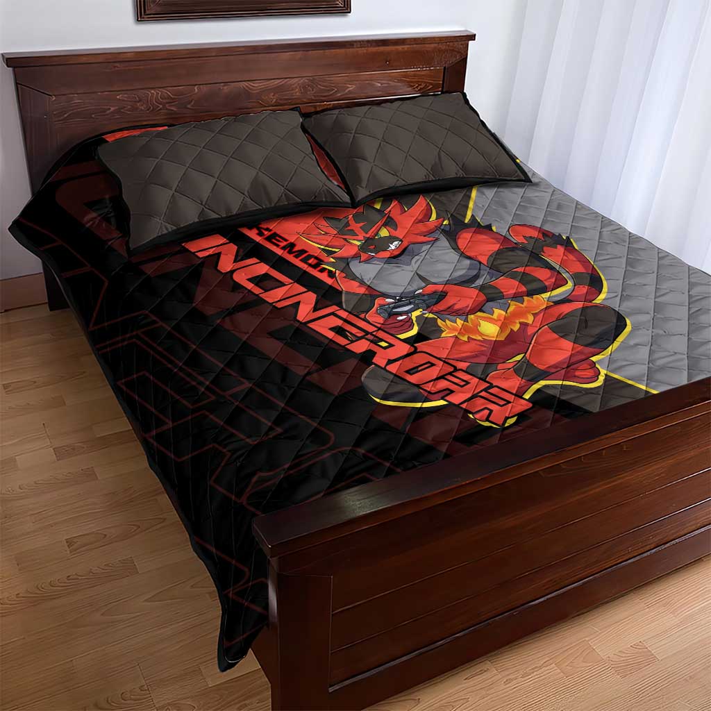 Incineroar Poké Quilt Bed Set Bold Retro Anime Style