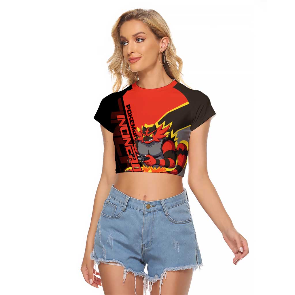 Incineroar Poké Raglan Cropped T Shirt Bold Retro Anime Style