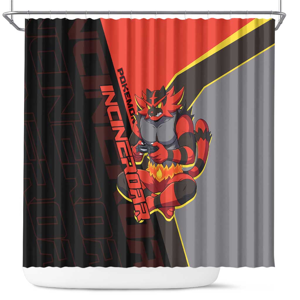 Incineroar Poké Shower Curtain Bold Retro Anime Style