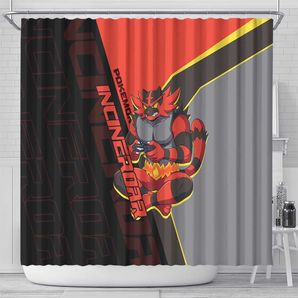 Incineroar Poké Shower Curtain Bold Retro Anime Style