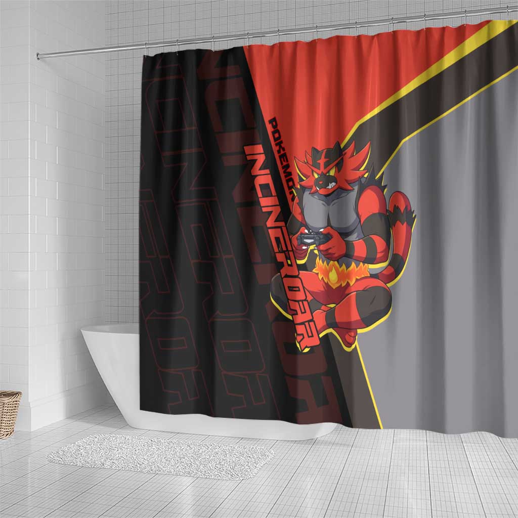 Incineroar Poké Shower Curtain Bold Retro Anime Style