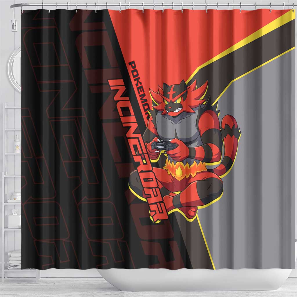 Incineroar Poké Shower Curtain Bold Retro Anime Style