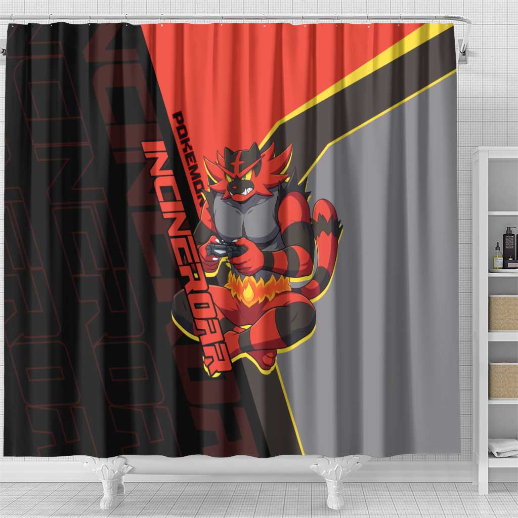 Incineroar Poké Shower Curtain Bold Retro Anime Style