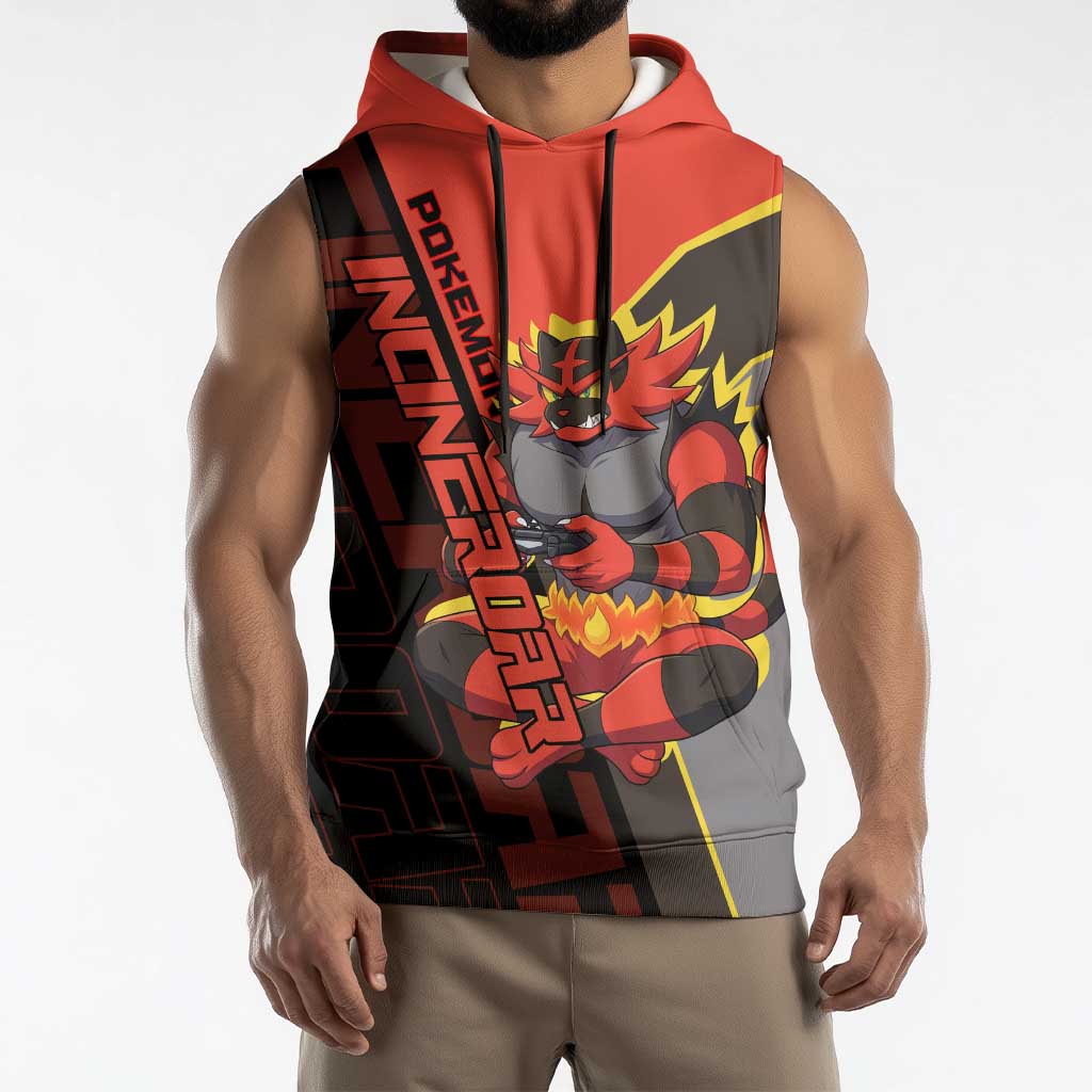 Incineroar Poké Sleeveless Hoodie Bold Retro Anime Style