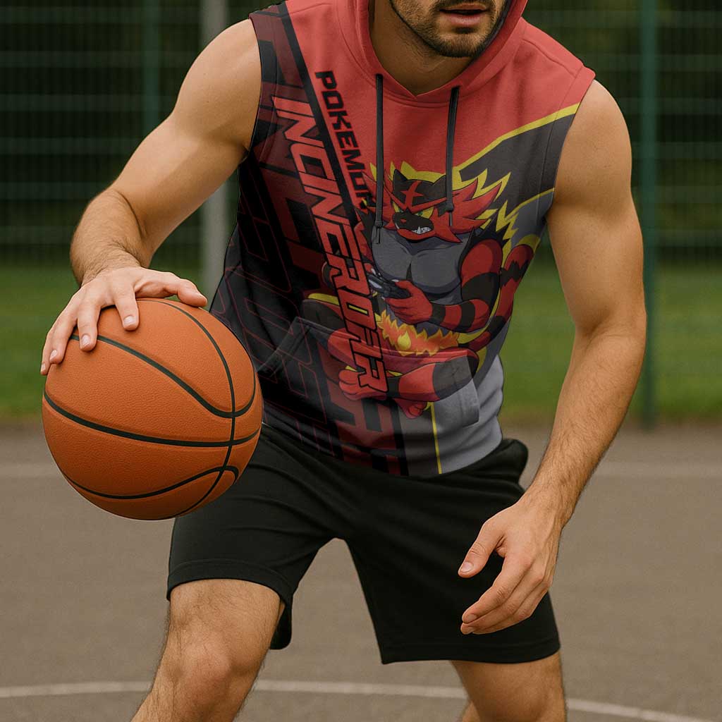 Incineroar Poké Sleeveless Hoodie Bold Retro Anime Style