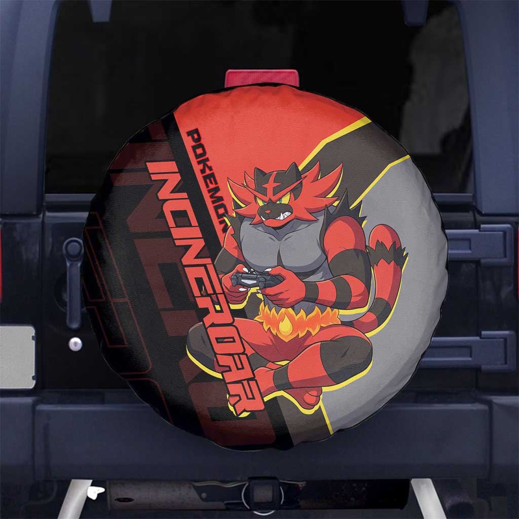 Incineroar Poké Spare Tire Cover Bold Retro Anime Style