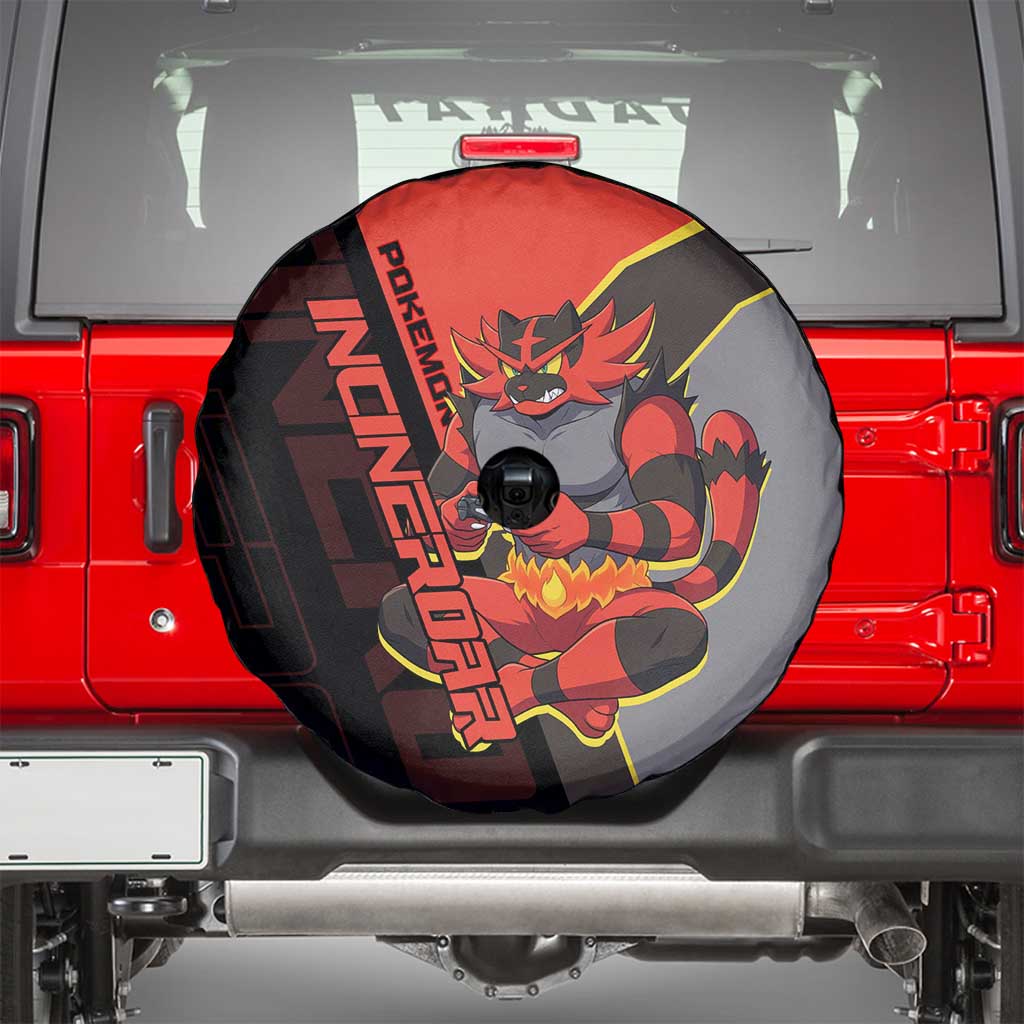 Incineroar Poké Spare Tire Cover Bold Retro Anime Style