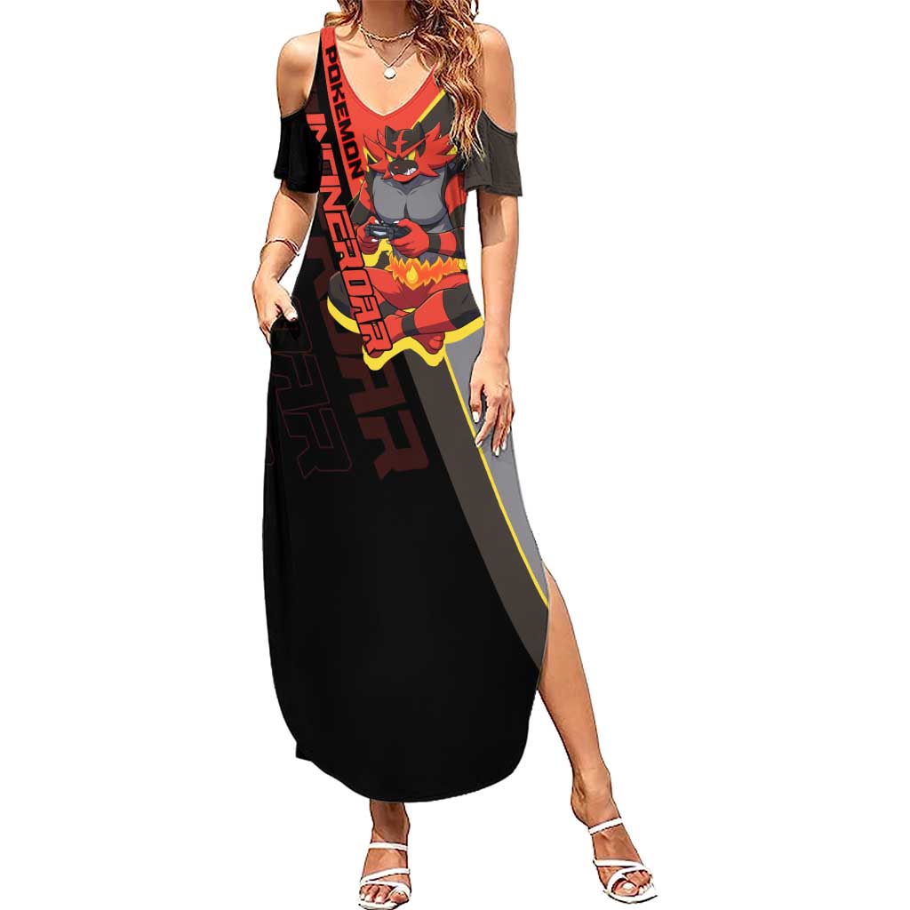 Incineroar Poké Summer Maxi Dress Bold Retro Anime Style