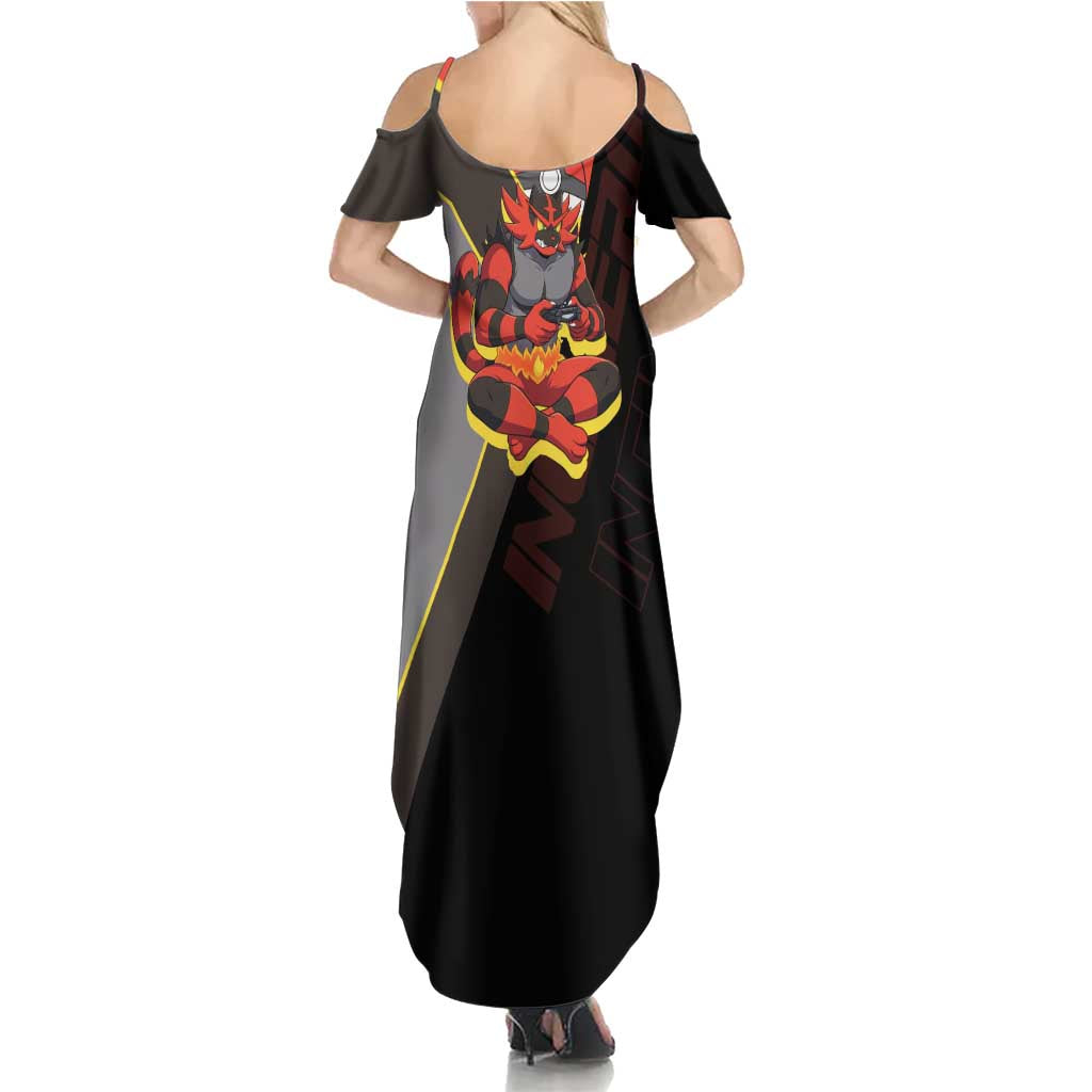 Incineroar Poké Summer Maxi Dress Bold Retro Anime Style