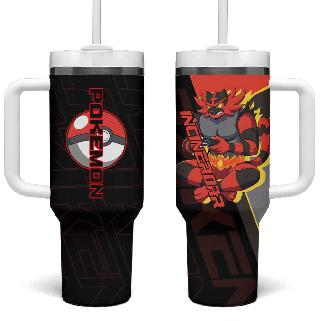 Incineroar Poké Tumbler With Handle Bold Retro Anime Style