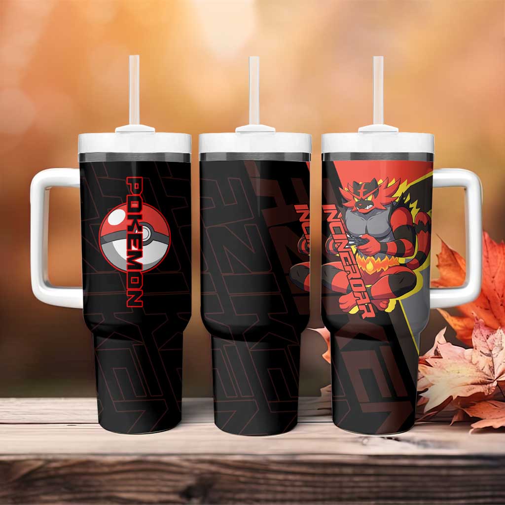 Incineroar Poké Tumbler With Handle Bold Retro Anime Style