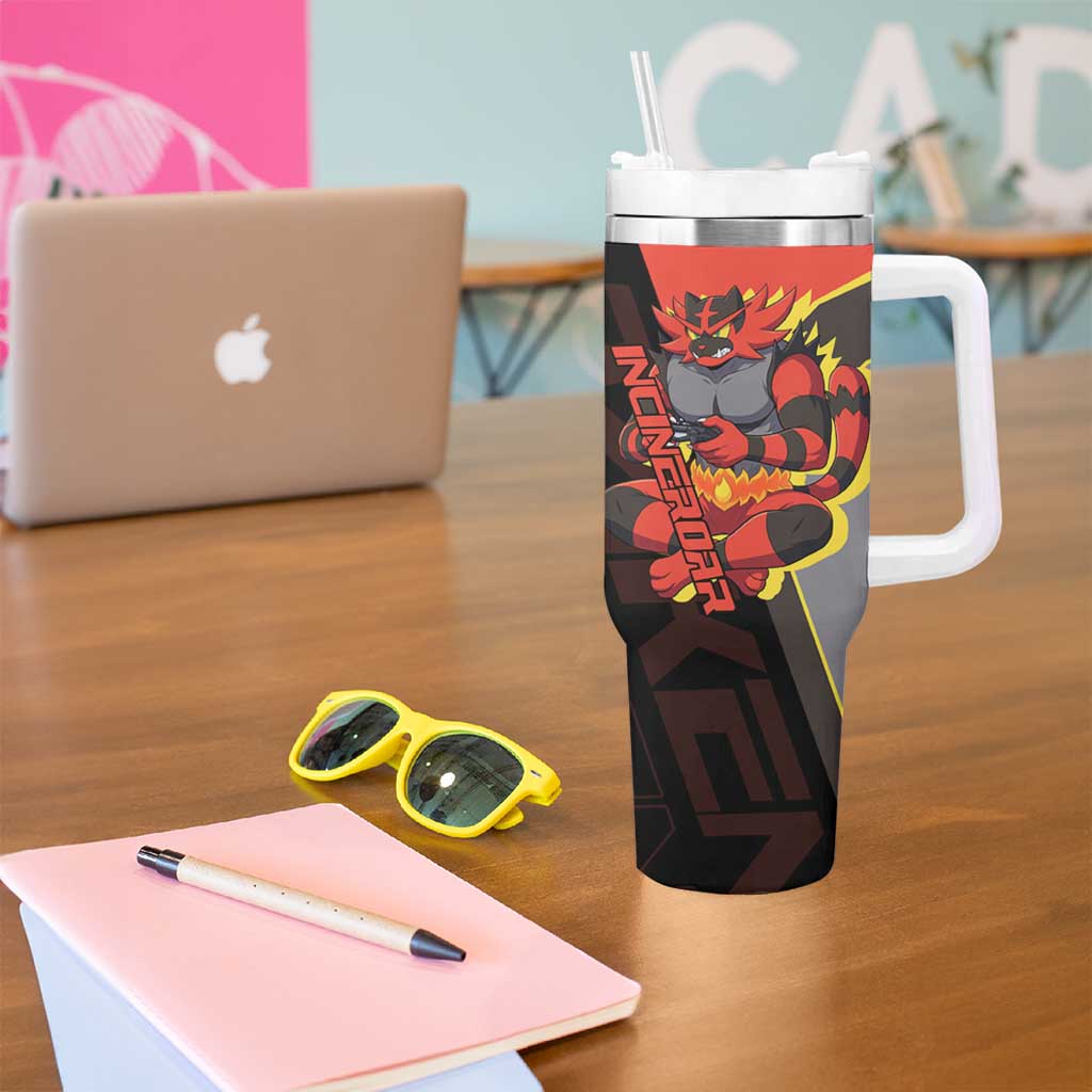 Incineroar Poké Tumbler With Handle Bold Retro Anime Style