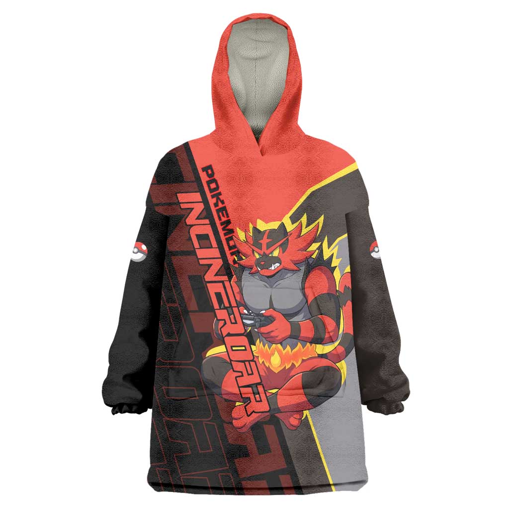 Incineroar Poké Wearable Blanket Hoodie Bold Retro Anime Style
