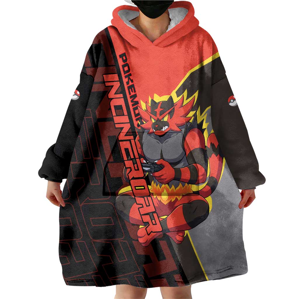 Incineroar Poké Wearable Blanket Hoodie Bold Retro Anime Style