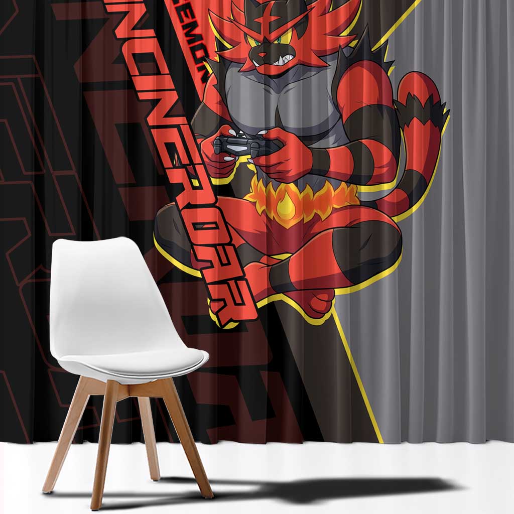 Incineroar Poké Window Curtain Bold Retro Anime Style