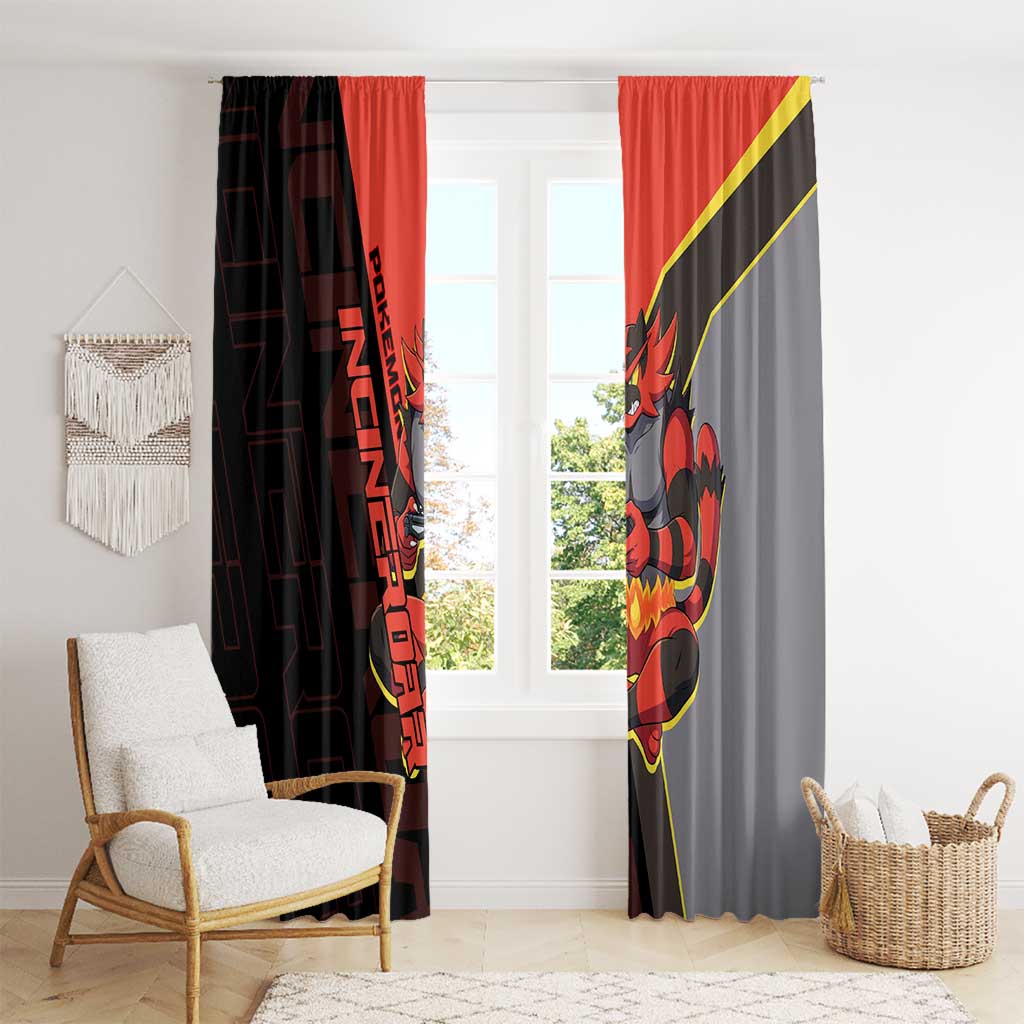 Incineroar Poké Window Curtain Bold Retro Anime Style