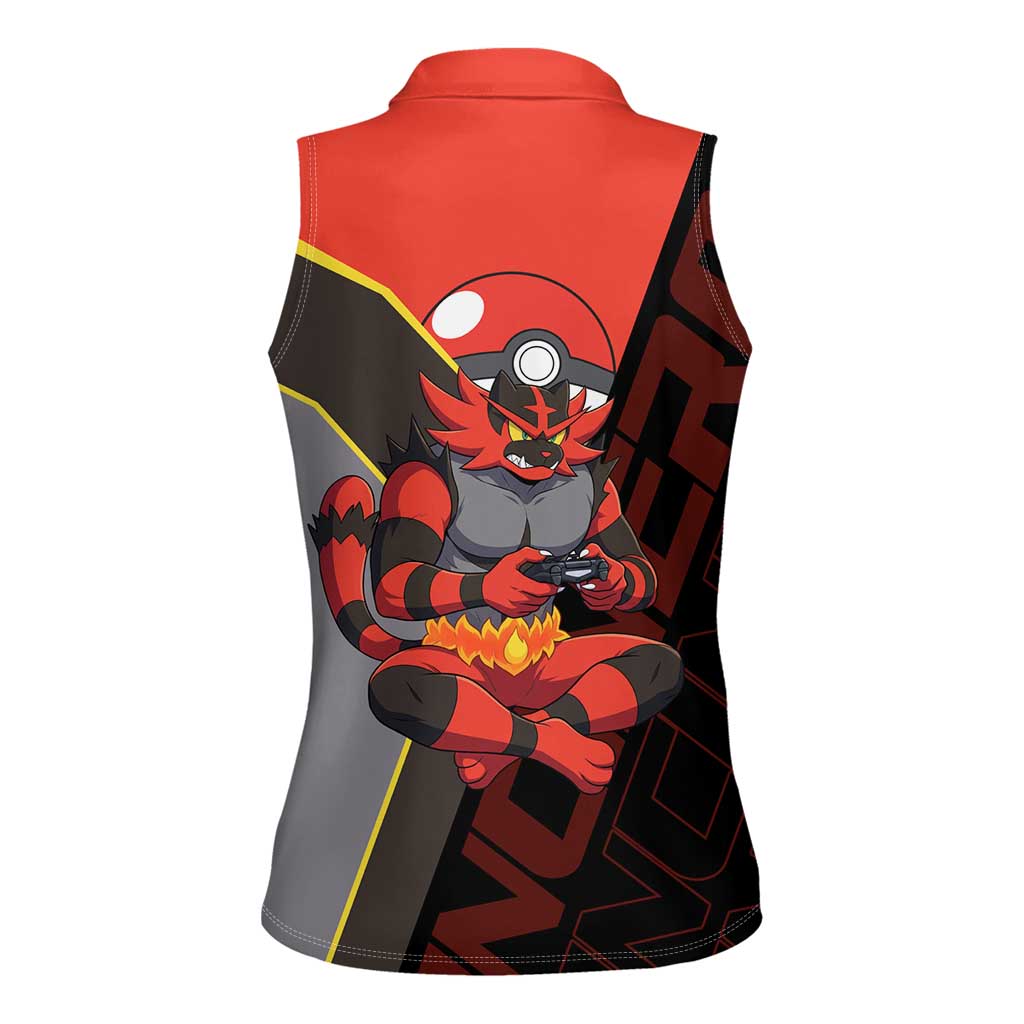 Incineroar Poké Women Sleeveless Polo Shirt Bold Retro Anime Style