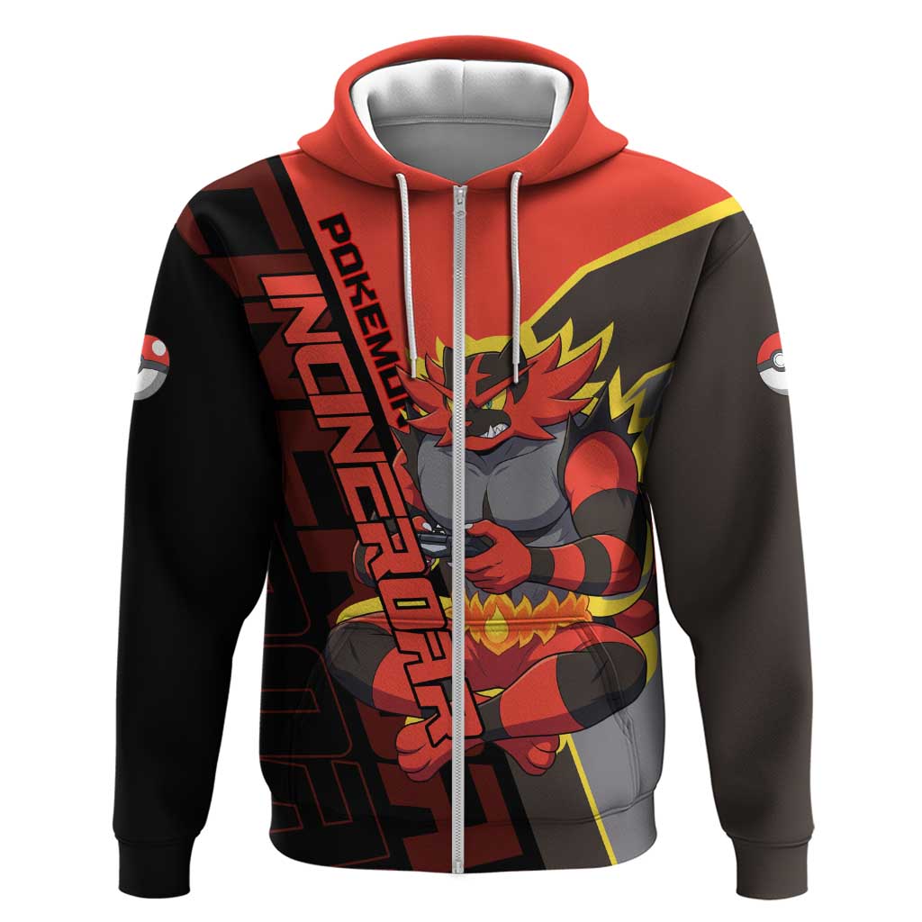 Incineroar Poké Zip Hoodie Bold Retro Anime Style
