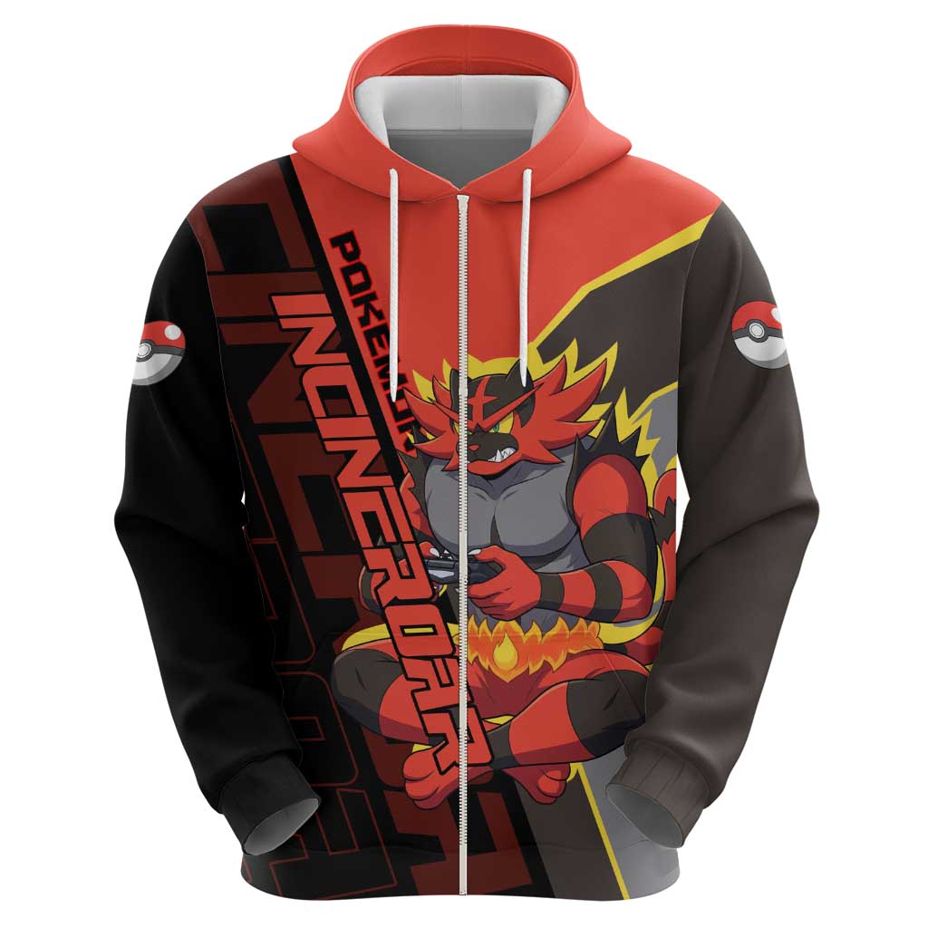 Incineroar Poké Zip Hoodie Bold Retro Anime Style