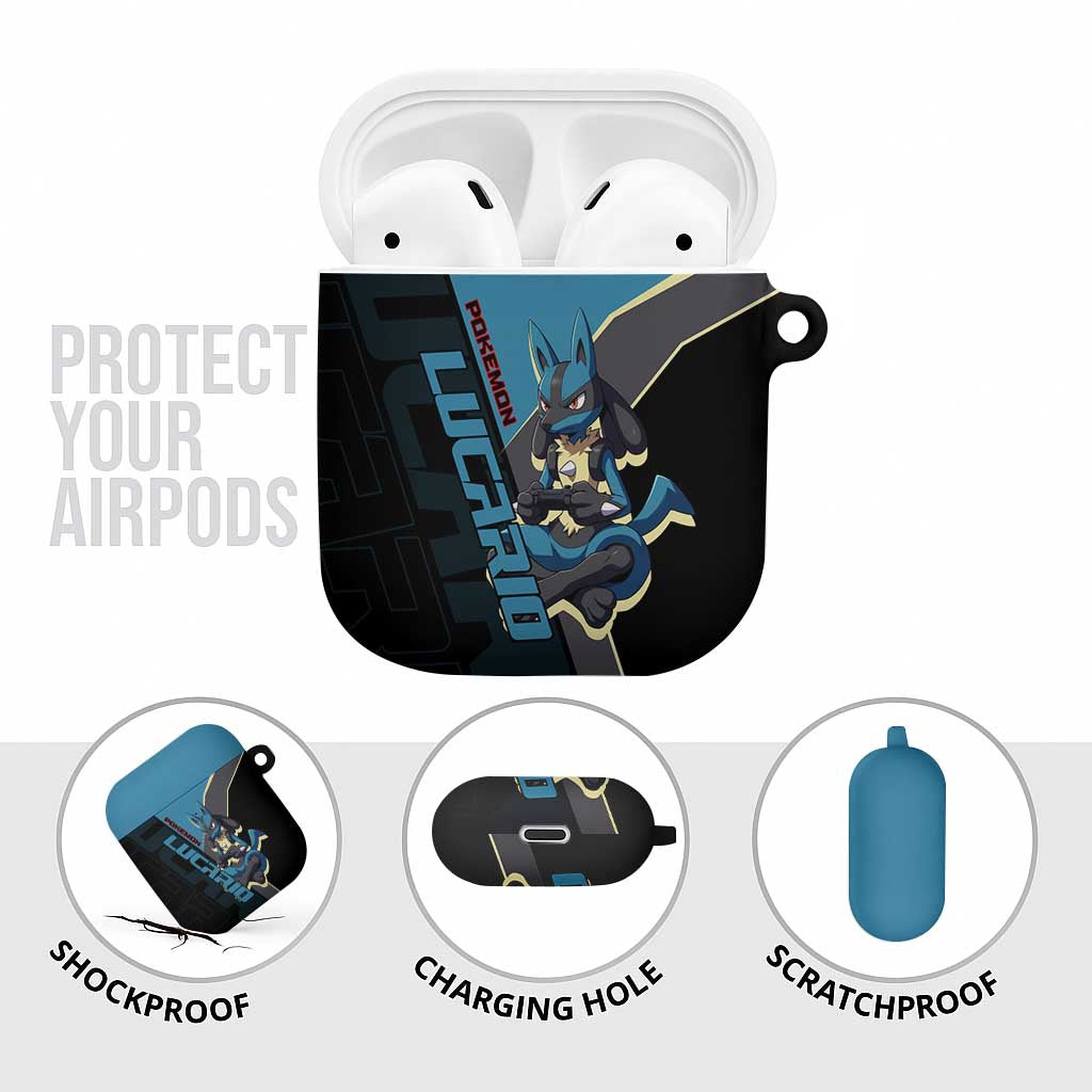 Lucario Poké AirPods Case Edgy Retro Anime Style