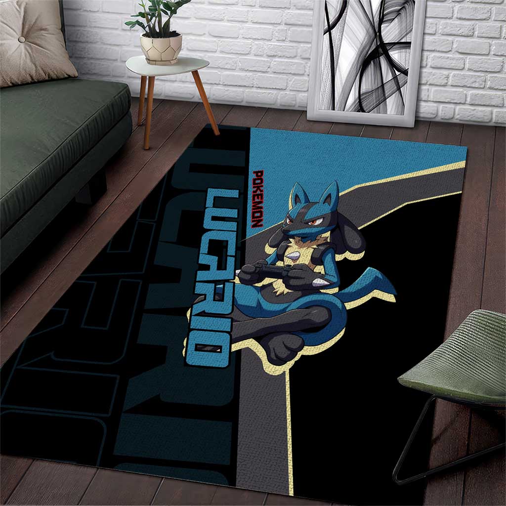 Lucario Poké Area Rug Edgy Retro Anime Style
