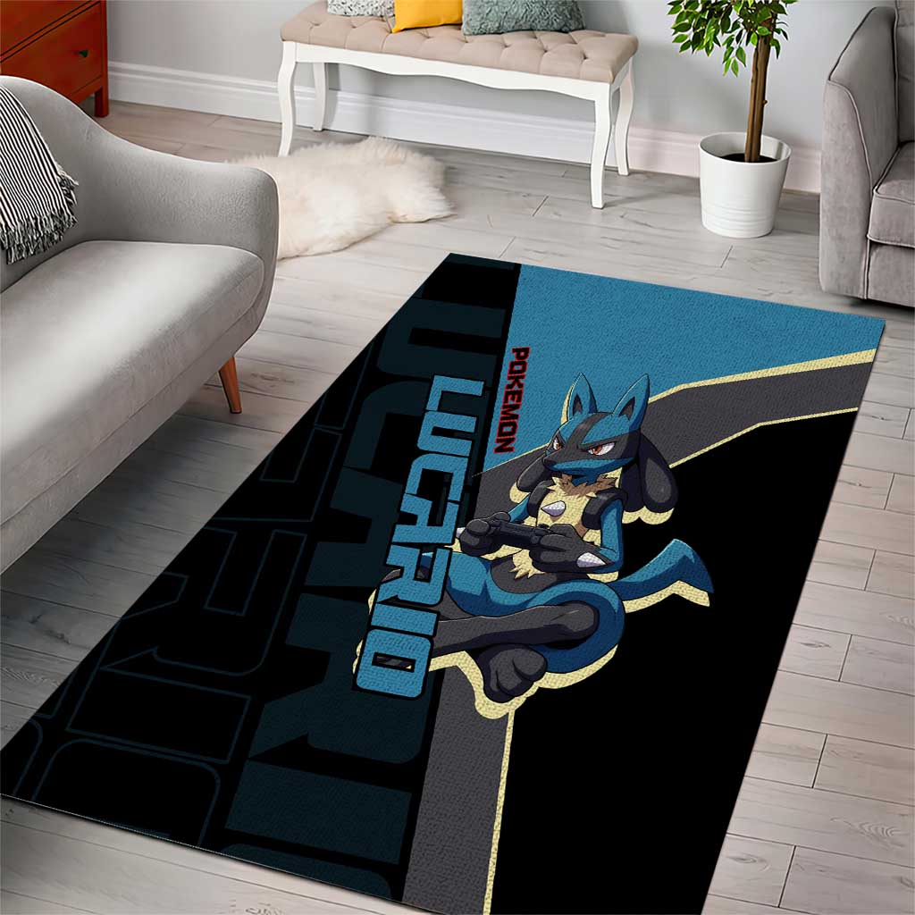 Lucario Poké Area Rug Edgy Retro Anime Style