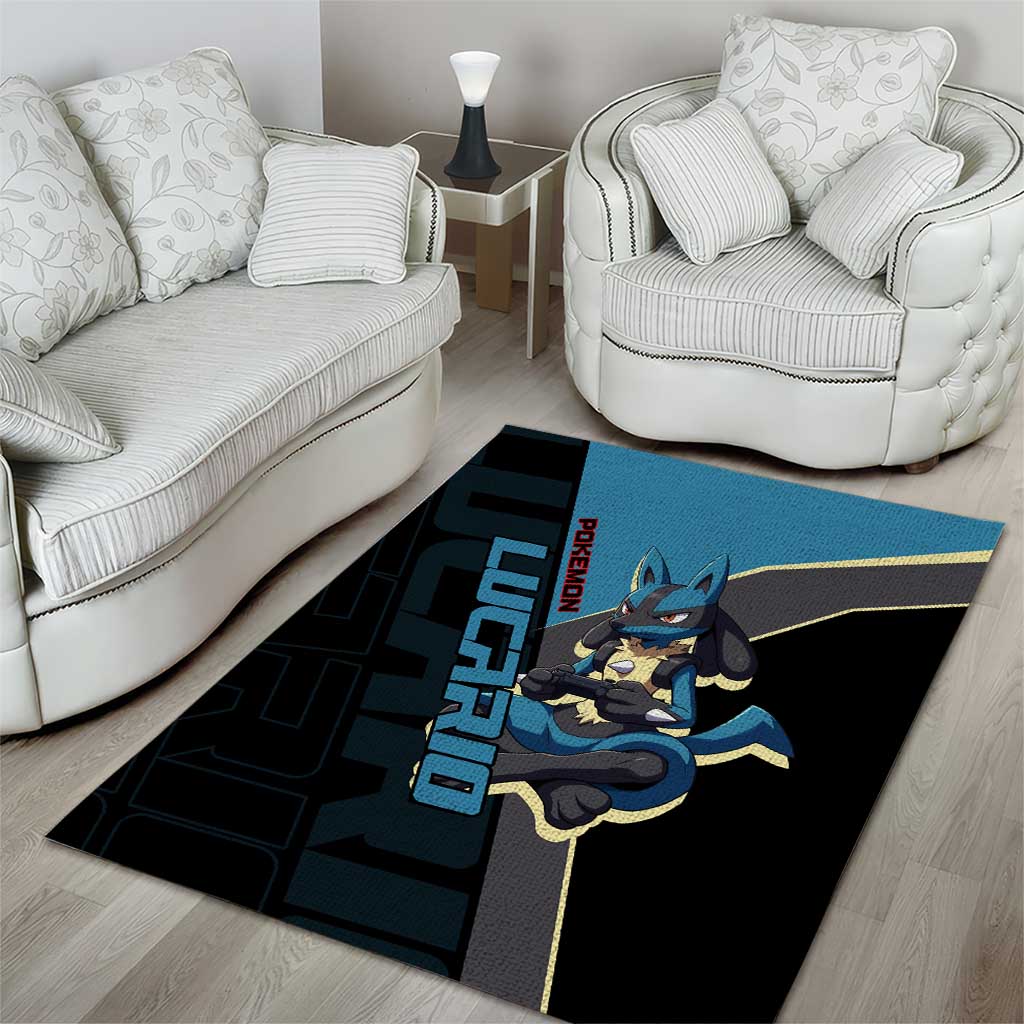 Lucario Poké Area Rug Edgy Retro Anime Style