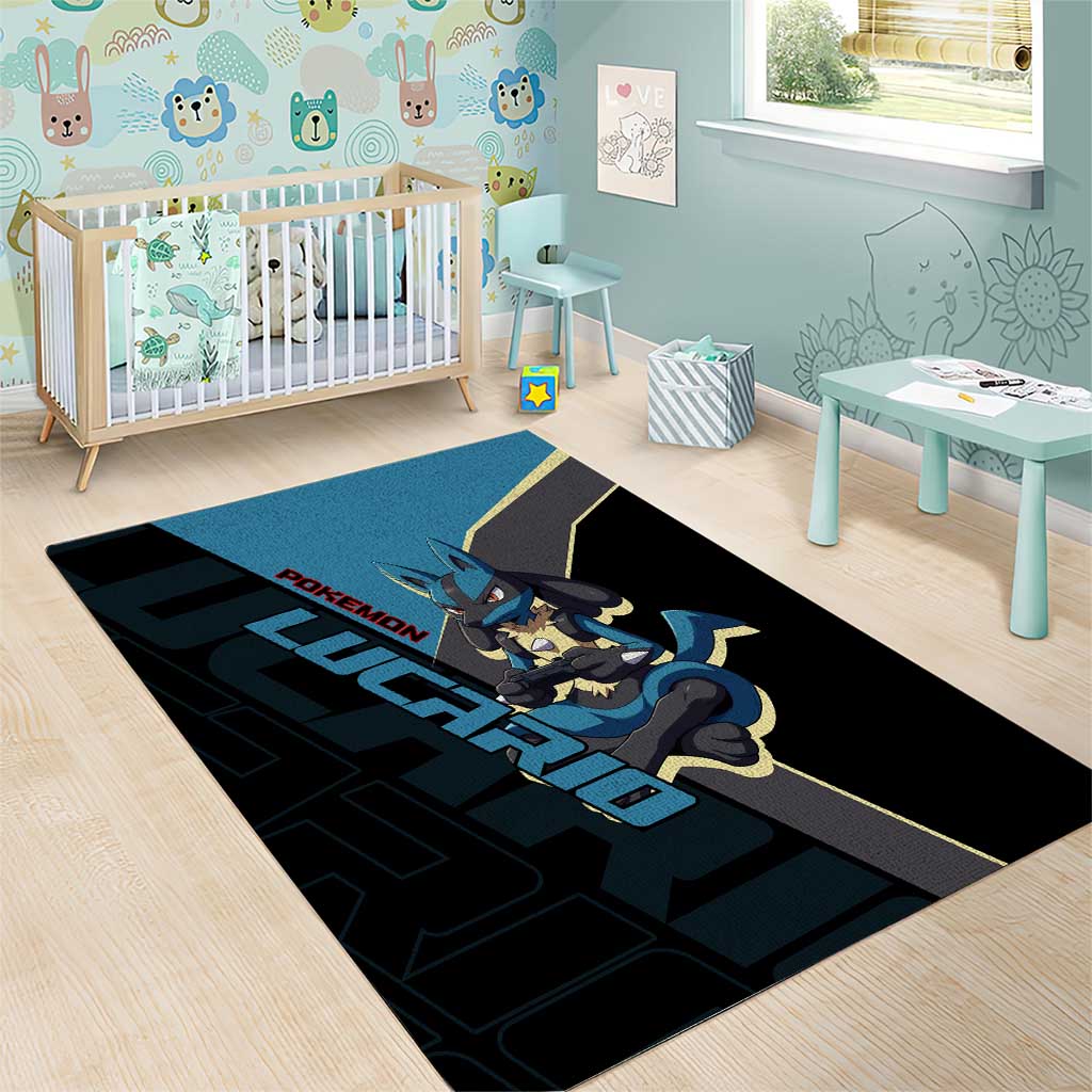 Lucario Poké Area Rug Edgy Retro Anime Style