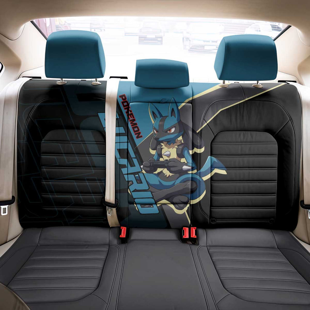 Lucario Poké Back Car Seat Cover Edgy Retro Anime Style