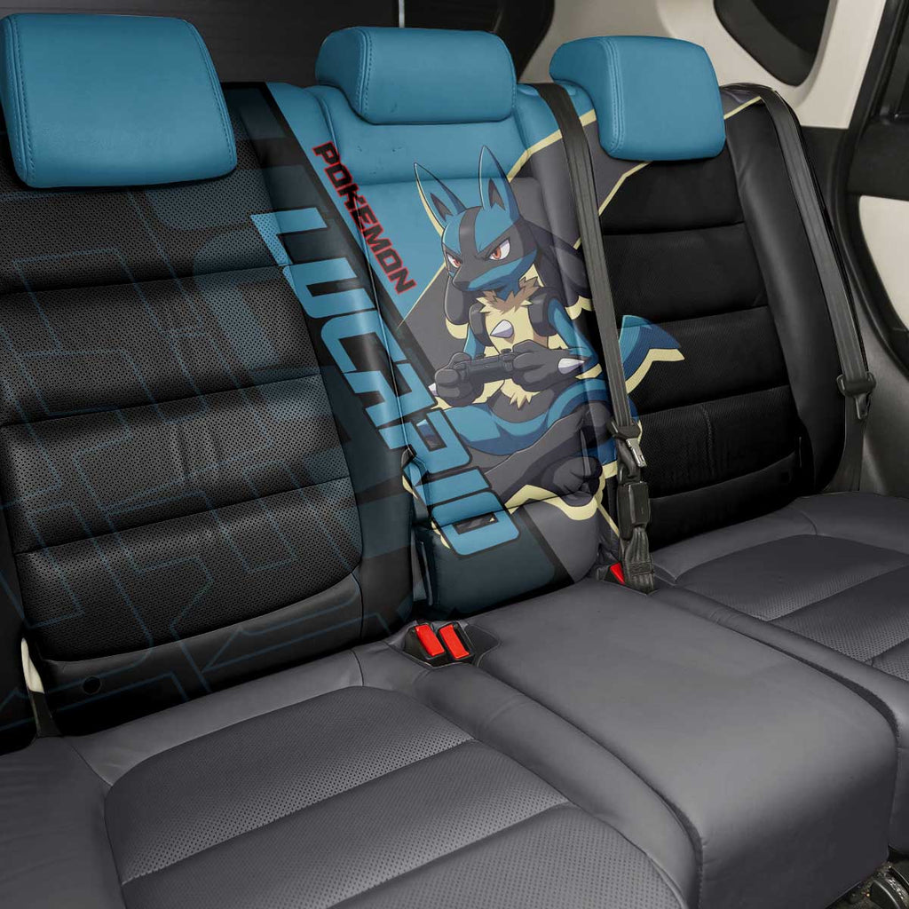Lucario Poké Back Car Seat Cover Edgy Retro Anime Style