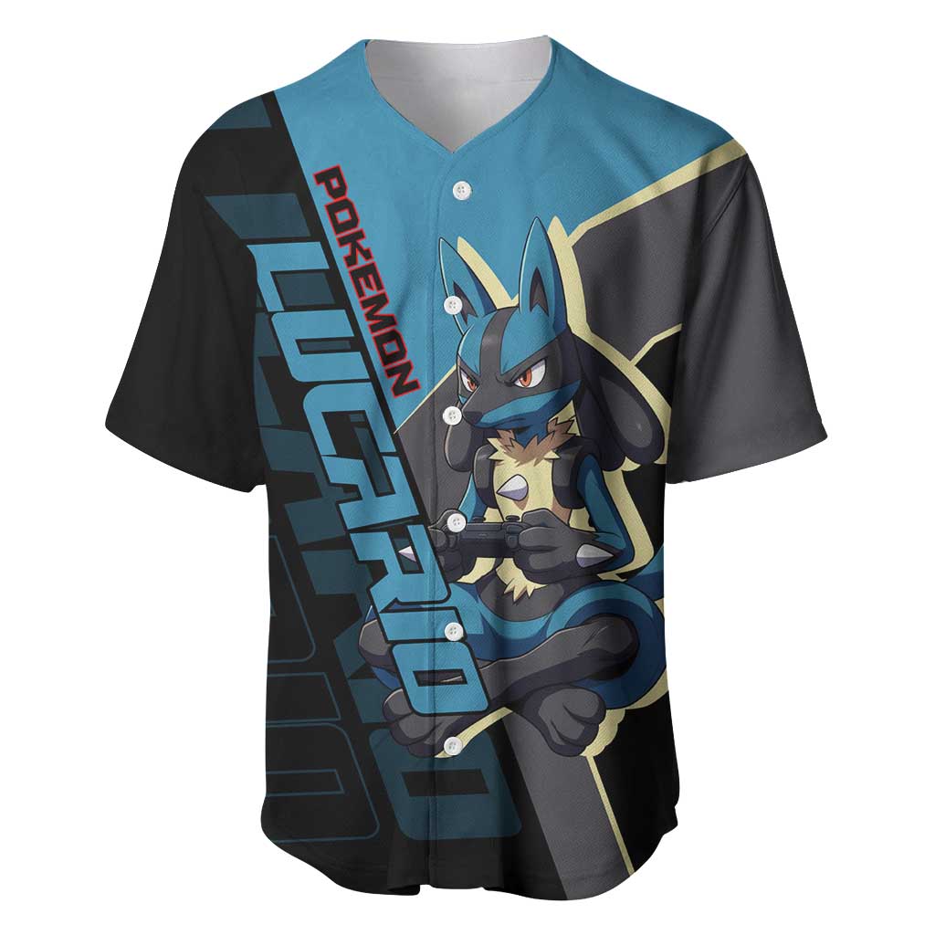 Lucario Poké Baseball Jersey Edgy Retro Anime Style