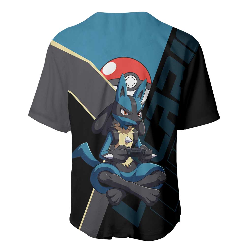 Lucario Poké Baseball Jersey Edgy Retro Anime Style