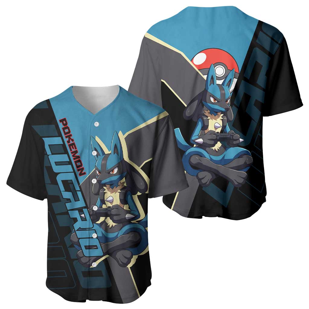 Lucario Poké Baseball Jersey Edgy Retro Anime Style