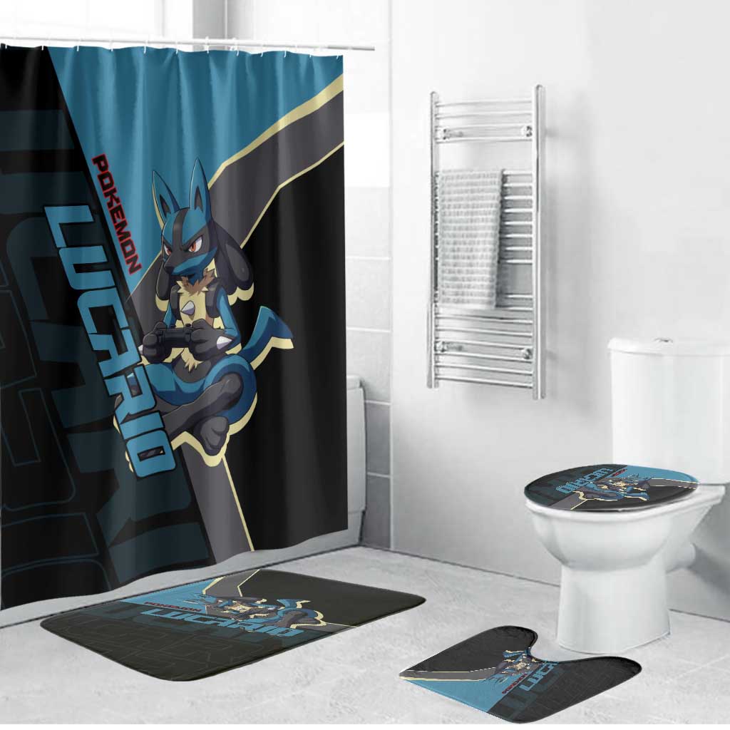 Lucario Poké Bathroom Set Edgy Retro Anime Style