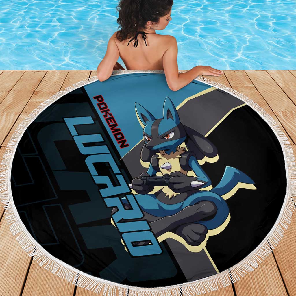 Lucario Poké Beach Blanket Edgy Retro Anime Style