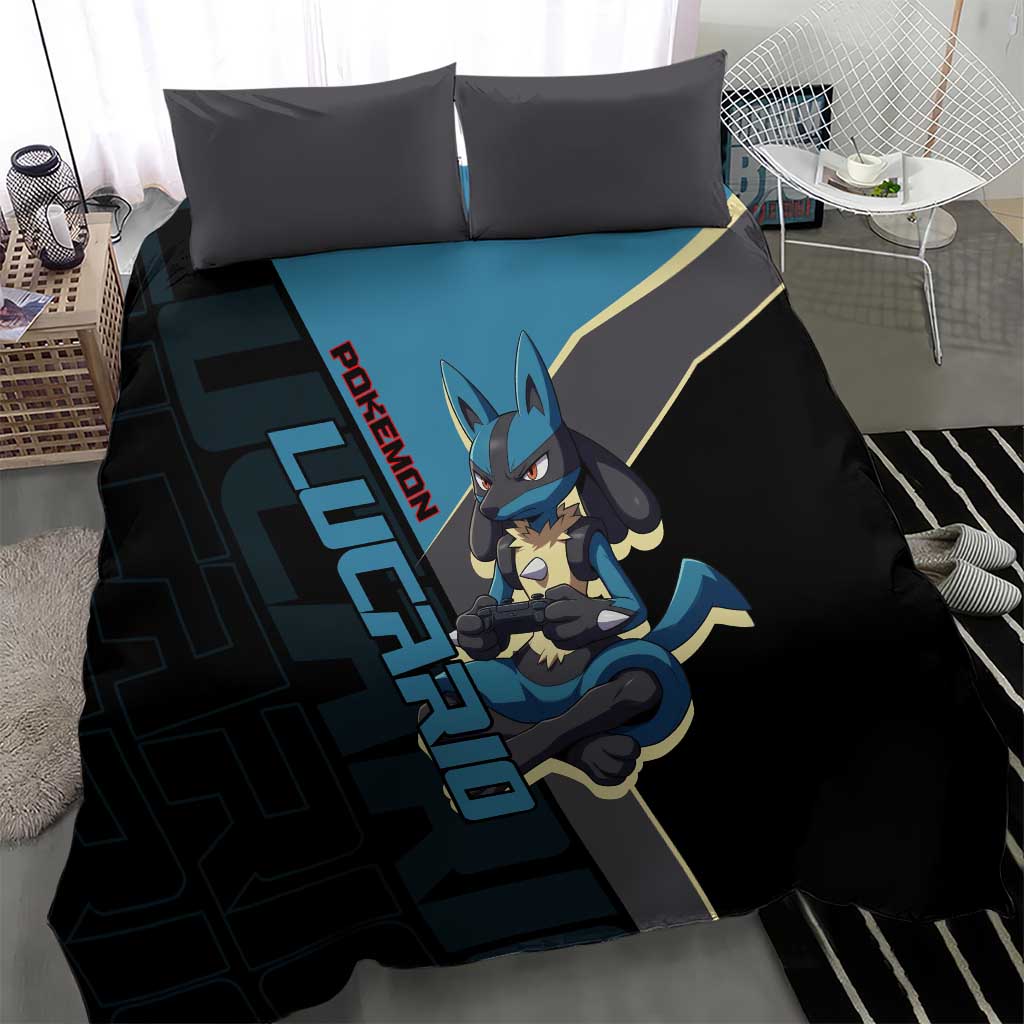 Lucario Poké Bedding Set Edgy Retro Anime Style