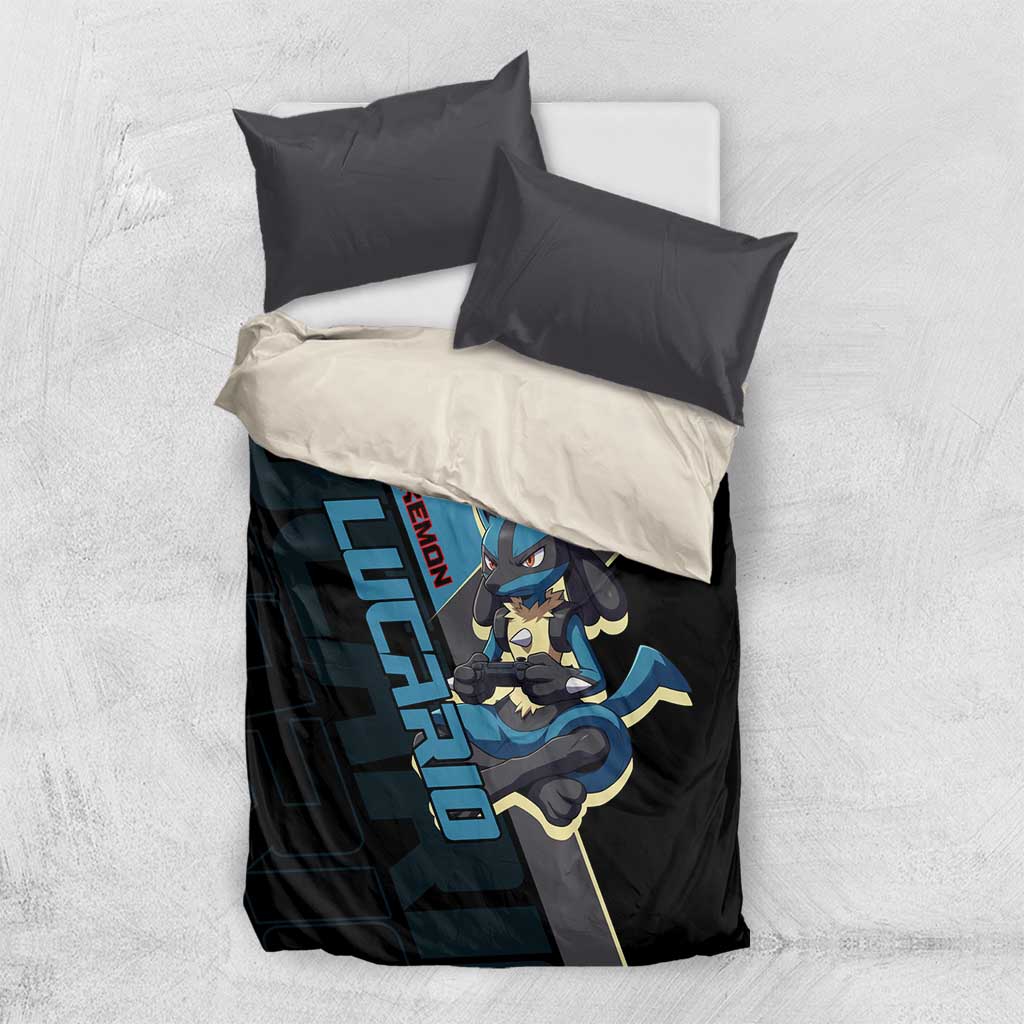 Lucario Poké Bedding Set Edgy Retro Anime Style