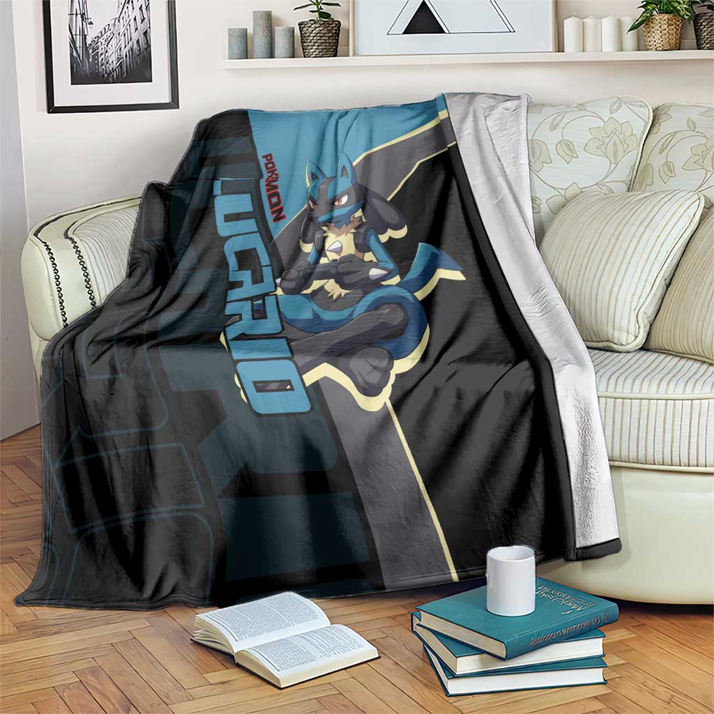 Lucario Poké Blanket Edgy Retro Anime Style