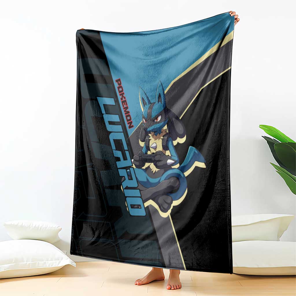 Lucario Poké Blanket Edgy Retro Anime Style