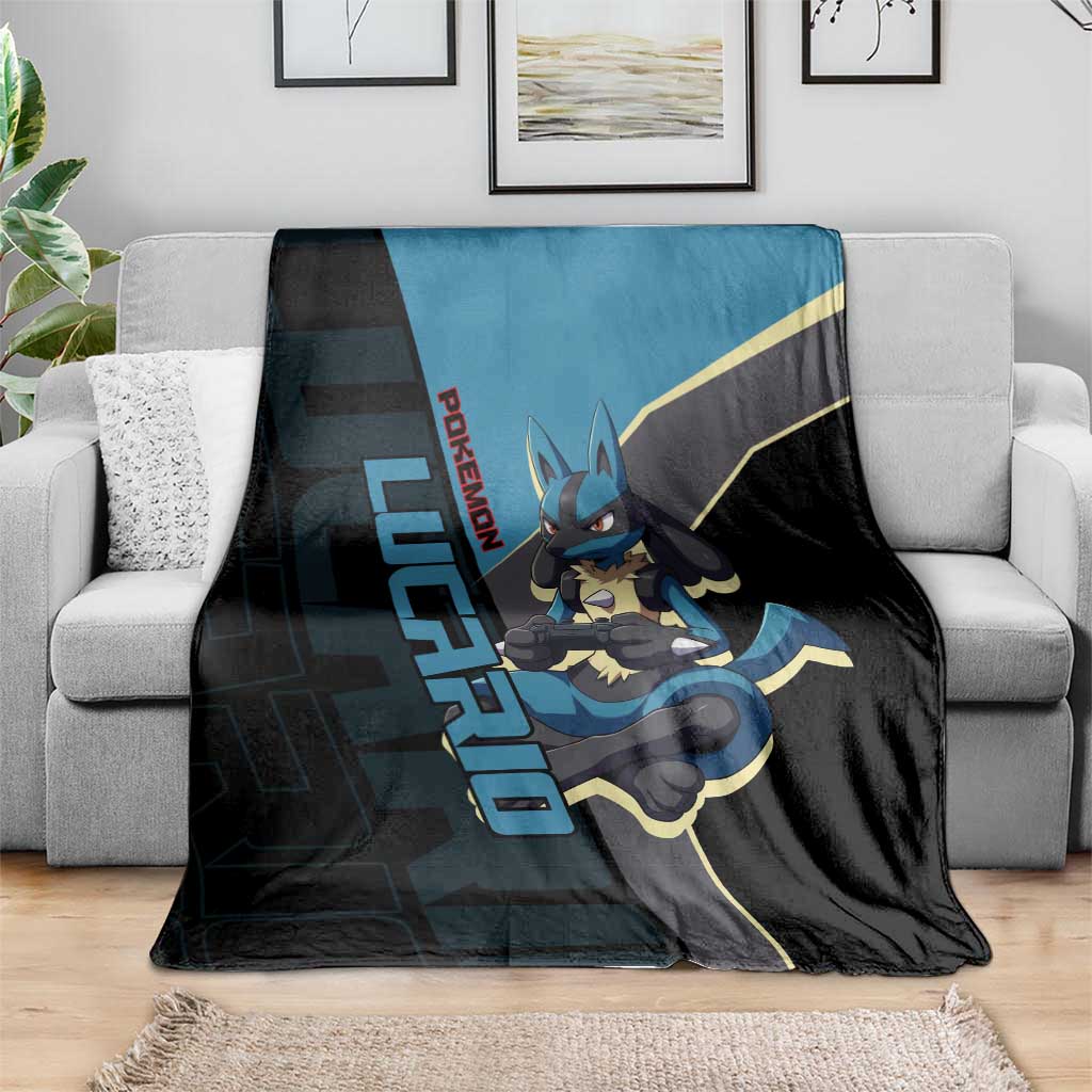 Lucario Poké Blanket Edgy Retro Anime Style
