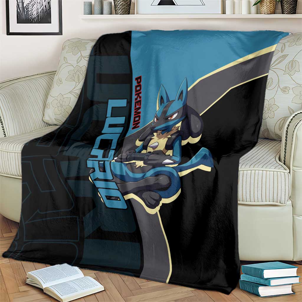 Lucario Poké Blanket Edgy Retro Anime Style