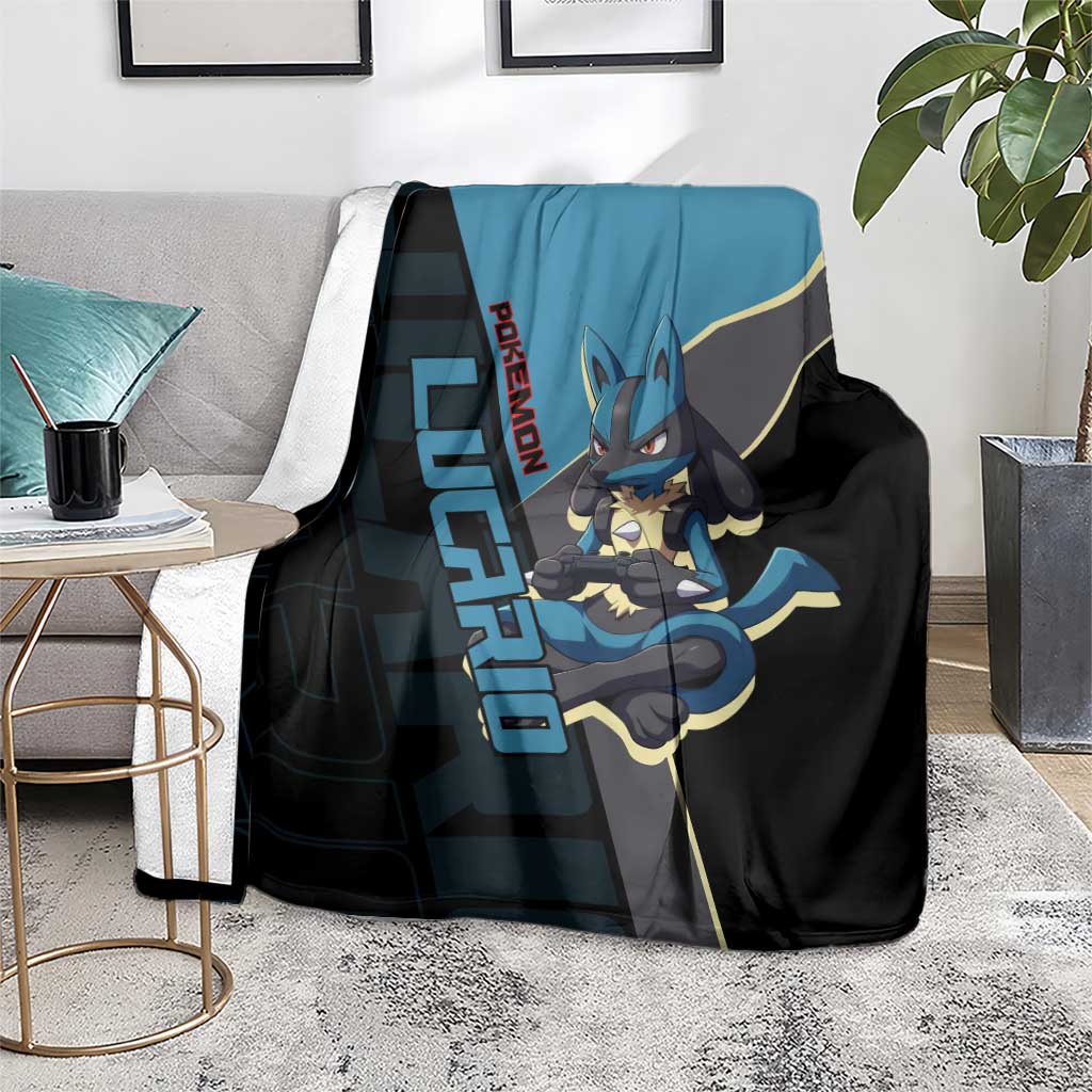 Lucario Poké Blanket Edgy Retro Anime Style