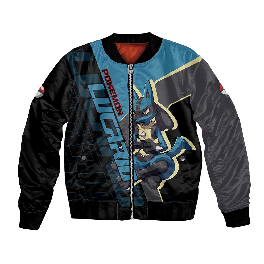Lucario Poké Bomber Jacket Edgy Retro Anime Style