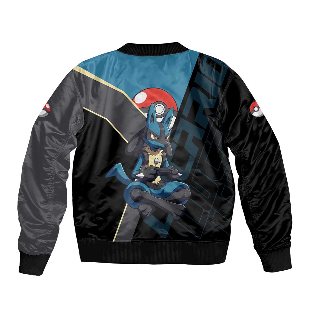 Lucario Poké Bomber Jacket Edgy Retro Anime Style
