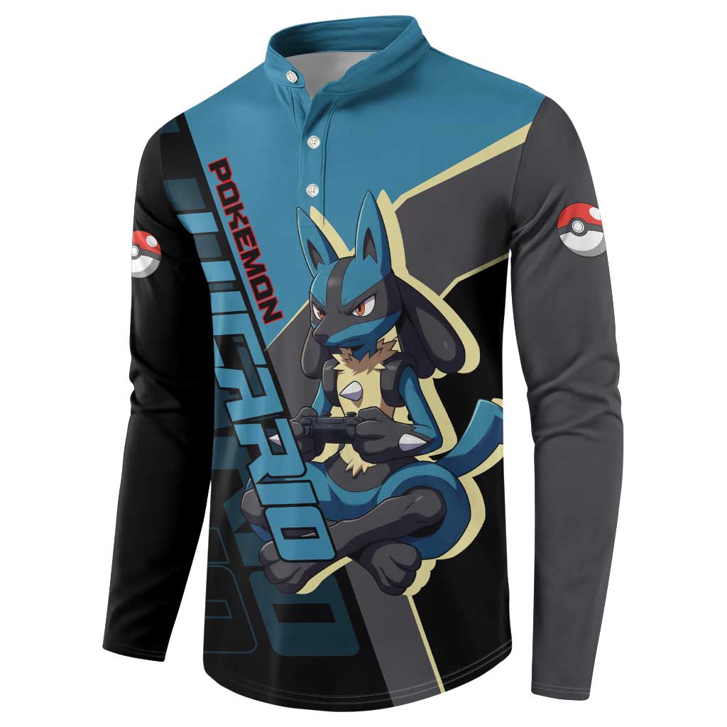 Lucario Poké Button Sweatshirt Edgy Retro Anime Style