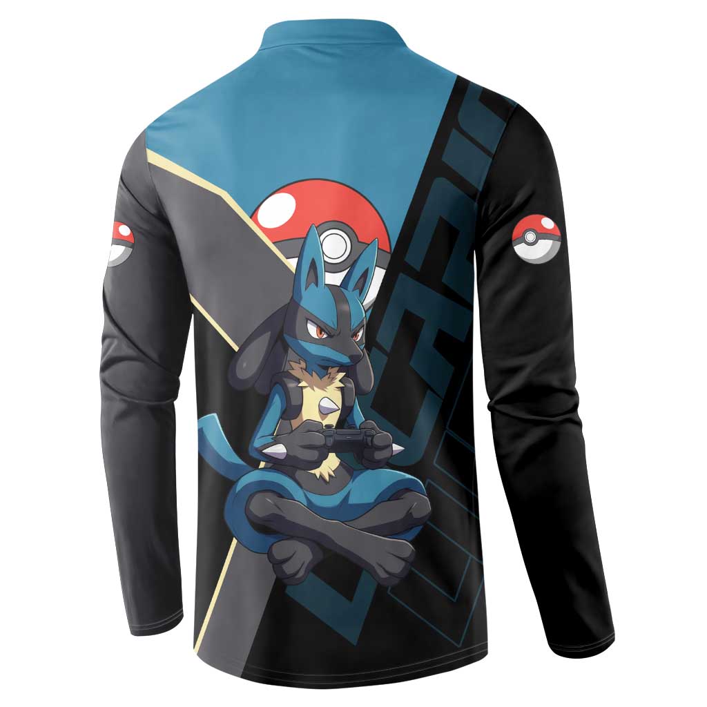 Lucario Poké Button Sweatshirt Edgy Retro Anime Style