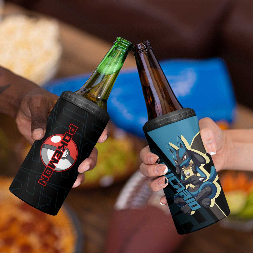 Lucario Poké 4 in 1 Can Cooler Tumbler Edgy Retro Anime Style